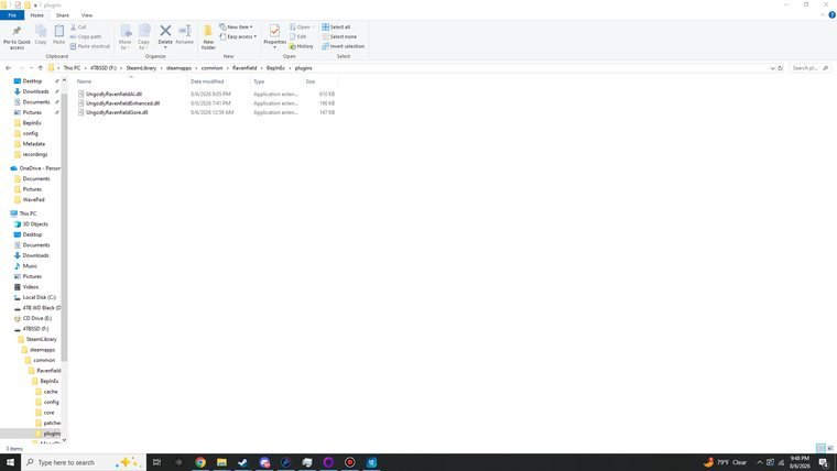 The plugins folder with all three mods installed