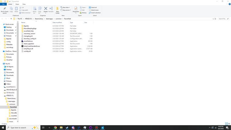 The Ravenfield folder with BepInEx installed