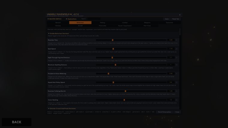 Ungodly Ravenfield AI — the Behaviour tab